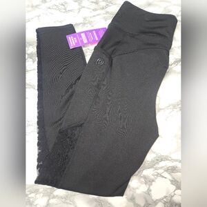 Black Leggings with Lace Detail